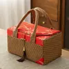 Bolsa de Pano de Rattan Retrô Lata de Chá de Cerâmica Selada Caixa de Presente Caixa de Embalagem Caixa de Presente de Lembrança Selada
