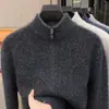 Nuevo cárdigan de cachemir + lana merino australiana gruesa de peso pesado para hombre con cremallera completa Otoño 2026