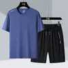 Traje Deportivo de Manga Corta de Seda Helada de Secado Rápido para Hombre Ropa Casual para Pareja al por Mayor que Absorbe la Humedad y el Sudor