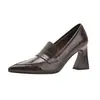 En Stock Mocasines Retro Franceses de Piel de Oveja con Tacón Alto de 5/7 cm para Mujer, Zapatos Cómodos de Tacón Grueso para el Trabajo