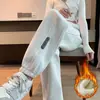 Pantalones de maternidad para otoño e invierno, pantalones deportivos casuales, pantalones largos de invierno, pantalones de chándal de talla grande, ropa de maternidad con forro polar y engrosada para el invierno