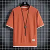 Camiseta Casual Suelta de Verano para Hombre, Manga Corta Waffled, Falso Dos Piezas, Manga Media de Seda de Hielo Delgada, Cuello Redondo, Ropa de Marca de Moda