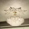 Lámpara Colgante de Cristal Nube Perla Estilo Francés Lujo Ligero, Lámpara Sencilla y Acogedora para Sala de Estar y Dormitorio, Iluminación Ambiental para Comedor de Villa