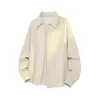 2026 Nueva Camisa de Manga Larga de Lino Plus Size para Primavera Otoño Hombres Casual Holgada Solapa Bolsillo Bordado Camisa Chaqueta