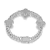 Pulsera de Cadena Cubana de Diamantes de Trébol de Cuatro Hojas con Hebilla de Resorte Hip Hop Transfronteriza Europea y Americana, Pulsera de Zirconia de Alto Nivel Versátil para Hombre