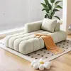 Estilo Crema Francesa Gato Felpa Esponja Chaise Chaise Sofá Individual Reclinable Sala de Estar Dormitorio Balcón Sofá Perezoso Madera