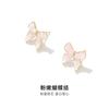 Lindos y dulces pendientes de mariposa de cristal de circonita blanca rosa para mujer, pendientes de plata de ley, exquisitos pendientes de verano para mujer, frescos