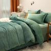 Conjunto de quatro peças de veludo de leite de cor sólida, forrado com lã, atacado, lençóis de veludo coral, capa de edredom, flanela, conjunto de três peças para cama de inverno