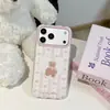 Funda de oso con corazón de encaje de dibujos animados linda adecuada para iPhone 17 Pro Max, Apple 16P, estilo coreano 15P