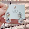 Brincos Triangulares de Cristal Pesado Estilo Hong Kong Vintage para Mulheres, de Alto Padrão e Elegantes, Brincos Leves de Luxo para o Dia a Dia, Acessórios de Orelha Versáteis da Moda