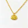 Nuevo Collar con Colgante Sólido Chapado en Oro de Estilo Chino Tradicional con el Carácter "" y Colgante de Candado de Paz, Cadena de Clavícula Moderna y Versátil