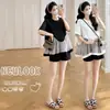 2026 Nueva Camiseta de Maternidad Verano Patchwork Casual Holgada Cuello Redondo Camiseta Camisa Babydoll de Maternidad Conjunto de Maternidad