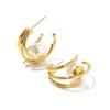 Cao Shi Fabricante Venta al por Mayor Pendientes Franceses de Lujo Accesible para Mujer, Pendientes Elegantes de Moda con Perlas de Imitación, Diseño Geométrico de Nicho