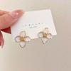 Aretes Elegantes de Flores Estilo Francés con Aguja de Plata S925, Estilo Ins, Suaves y Dulces, Aretes de Nicho 7417