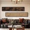 Pintura decorativa para sala de estar de estilo vintage francés con textura, pintura para colgar en la pared de fondo de sofá estilo mediados de siglo, mural combinado de franjas horizontales