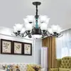 Candelabro Estilo Americano Cerámica Atmósfera Simple Moderna Iluminación Sala de Estar Hogar Dormitorio Estilo Europeo Comedor Lámpara de Techo Lámparas