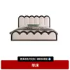 Cama Flotante de Cuero Genuino Doble Estilo Francés Moderno Simple Color Crema Lujo Ligero Dormitorio Principal Arte en Cuero Ondulado Cama de Bodas con Cabecero Blando