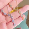 Collar de Acero de Titanio con Borla de Diamantes Completos de Trébol de Seis Hojas para Mujer, Incrustado con Circonita, Exquisita y Lujosa Cadena para Clavícula, Joyería de Lujo Ligero