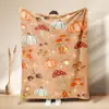 Manta Polar de Franela con Estampado de Calabaza Hoja de Arce Acción de Gracias Otoñal Festival de la Cosecha Calabaza de Dibujos Animados Manta para Siesta Personalizada