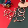 Joyería Transfronteriza Europea y Americana Navidad Pulsera de Cuentas de Arcilla Polimérica Suave Regalo Pulsera de Papá Noel Pulsera de Contraste de Color Festivo