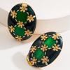 Pendientes estilo corte retro europeo y americano, con esmalte a juego, con forma de gota de aceite, ovalados, de lujo, de alta gama.
