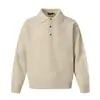 Tejido Retro Americano con Cuello Polo Tejido para Hombres y Mujeres Otoño 2025 Nuevo Estilo Holgado Casual Perezoso Chaqueta
