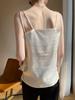 Traje de mujer camisola con cuello en V en jacquard de seda estilo francés de verano 2024 con top sin mangas con parte inferior de acetato