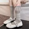 Calcetines blancos finos huecos hasta la mitad de la pantorrilla, calcetines largos de malla transpirable para ballet apilables, calcetines hasta la mitad de la pantorrilla con un aire juvenil