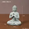 Nueva decoración de postura sentada de Buda zen chino, piedra de arena verde creativa, té, mascota, escritorio, pecera, paisaje, decoración del hogar
