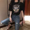Camiseta de Manga Corta con Estampado de Dibujos Animados Estilo Coreano de Verano para Mujer 2026 Nuevo Estilo Holgado Bf Diseño Perezoso Versátil Top de Algodón Puro