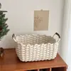 Caja de Almacenamiento Tejida Ins Cosmetics Canasta de Almacenamiento de Escritorio para Dormitorio Organizador de Canasta para Artículos Varios de Madre y Bebé y Niños Organizador de Escritorio Simple