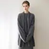Cárdigan de punto de cachemira para otoño e invierno, nuevo, para mujer, cepillado, holgado, de longitud media, chaqueta fina de punto holgada para commuting, fabricante