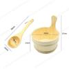 Suministros transfronterizos para sauna caliente/Accesorios para sauna de vapor Barril de madera y cuchara de madera Medidor de temperatura y humedad Reloj de arena