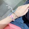 Pulsera Japonesa y Coreana Estilo ins Vintage Hueca con Cuentas de Flores Doble Acero Titanio Elegante Simple Pulsera de Hada