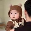 Gorro para bebé de doble pompón INS, estilo otoño e invierno, cálido y a prueba de viento, protege la fontanela, adecuado para bebés niños y niñas, gorro para bebé de pocos meses