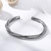 Pulsera de Plata Esterlina 925 al por Mayor Hierba Tang Pulsera Abierta Ajustable para Hombre y Mujer Patrón Trenzado Plata Tailandesa Joyería de Moda Punk