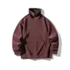 Sudadera Retro de Cuello Alto Holgada para Hombre, Top Trendy Cómodo de Peso Pesado para Otoño con Estilo de Color Sólido Texturizado para Usar en Capas