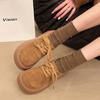 Sapatos Populares Femininos com Aumento de Altura de 5cm, Mocassins com Bico Largo para Mulheres, Novos Sapatos Birkenstock de Plataforma com Cadarço de Solado Espesso para a Primavera de 2025