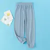 Nuevos Pantalones Casuales Antimosquitos de Estilo Coreano para Niñas, Tela de Seda Helada, Rayas Acanaladas, Estilo Occidental, Delgados, Pierna Ancha, Primavera y Verano, para Bebés Niños, con Caída