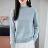 Nuevo Suéter de Punto Jacquard para Mujer Otoño/Invierno 2026 con Cuello Semi Alto, Elegante y Versátil, Top Térmico Básico para Mujer
