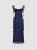 Vestido Exquisito de Início de Verão com Lantejoulas, Tecido de Tule, Design de Fita, Babados, Luxo Leve, Sensação de Alta Qualidade, Vestido Longo Tomara que Caia