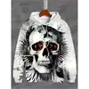 AliExpress Comércio Exterior Moletom com Capuz Estampado 3D de Halloween, Blusa com Capuz Casual Solta com Atmosfera de Halloween, Novo Estilo