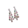 Pendientes de Árbol de Navidad de Estrella Full Diamond Plateados Diseño de Nicho Elegantes con Estilo Otoño e Invierno Retro Versátiles Únicos