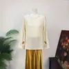 Zhi LiNuevo top de jacquard con lentejuelas y cuentas de estilo chino de lujo ligero, camisa nueva de otoño 2026, camisa básica