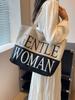 Bolsa tote de lona con estampado de letras Thailand Gentle Woman 2023 nueva bolsa de hombro de color en contraste cosido