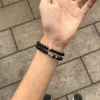 Pulseira de Obsidiana Natural Duplo Círculo Koi Unissex Novo Estilo Chinês Acessórios de Casal Corda de Mão Sensação de Alto Padrão Wenwan