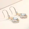 Pendientes Celebrante de Internet Transfronterizos Plateados Pendientes Multicolor Nuevo Zirconia Brillante Hebilla para la Oreja Pendientes Largos con Diamante Grande