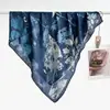 90 Nuevo Estilo Exótico Azul Otoño/Invierno Versátil Bufanda Exterior de Terciopelo para Mujer, Bufanda Cálida, Pañuelo para el Cuello, Bufanda Cuadrada Grande