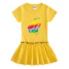 Vestido de verano 2023 para niños, estilo coreano, de manga corta, de algodón, con falda fina plisada estilo occidental.