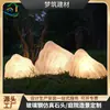 Lámpara de césped de nuevo estilo chino hecha de resina de fibra de vidrio, colocada al azar entre rocas, lámpara de exterior para patio y jardín, impermeable, luz de paisaje simple